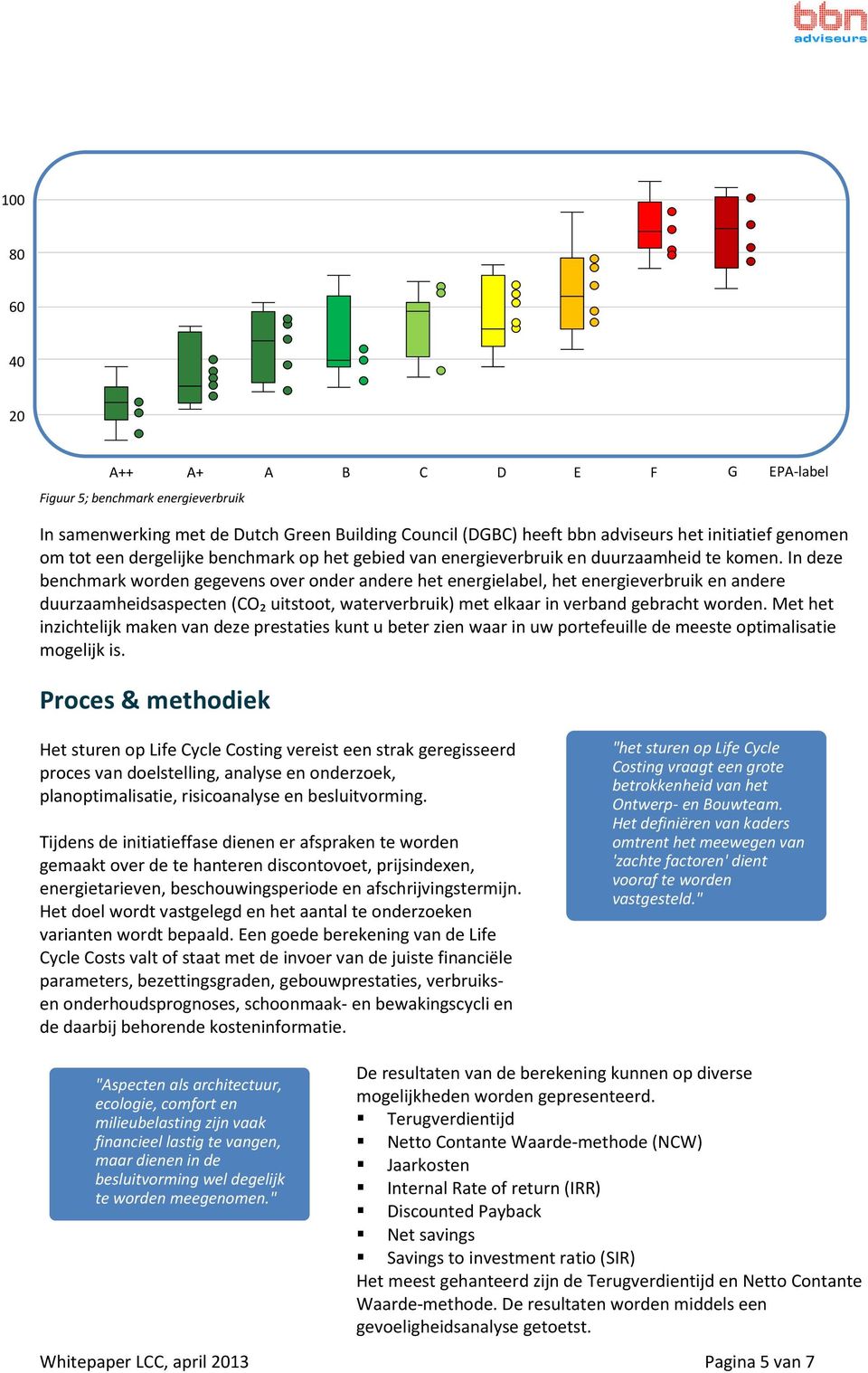 In deze benchmark worden gegevens over onder andere het energielabel, het energieverbruik en andere duurzaamheidsaspecten (CO₂ uitstoot, waterverbruik) met elkaar in verband gebracht worden.