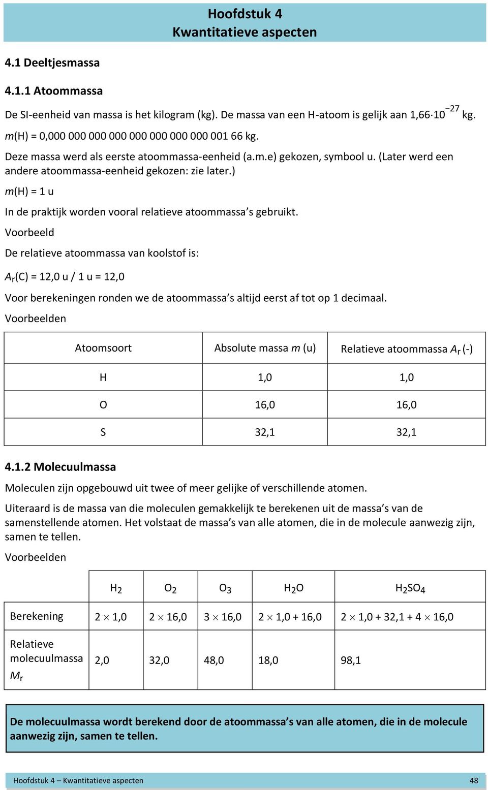 ) m(h) = 1 u In de praktijk worden vooral relatieve atoommassa s gebruikt.