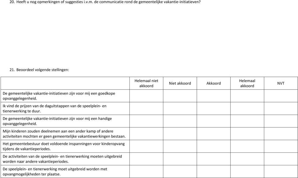 Ik vind de prijzen van de daguitstappen van de speelplein- en tienerwerking te duur. De gemeentelijke vakantie-initiatieven zijn voor mij een handige opvanggelegenheid.