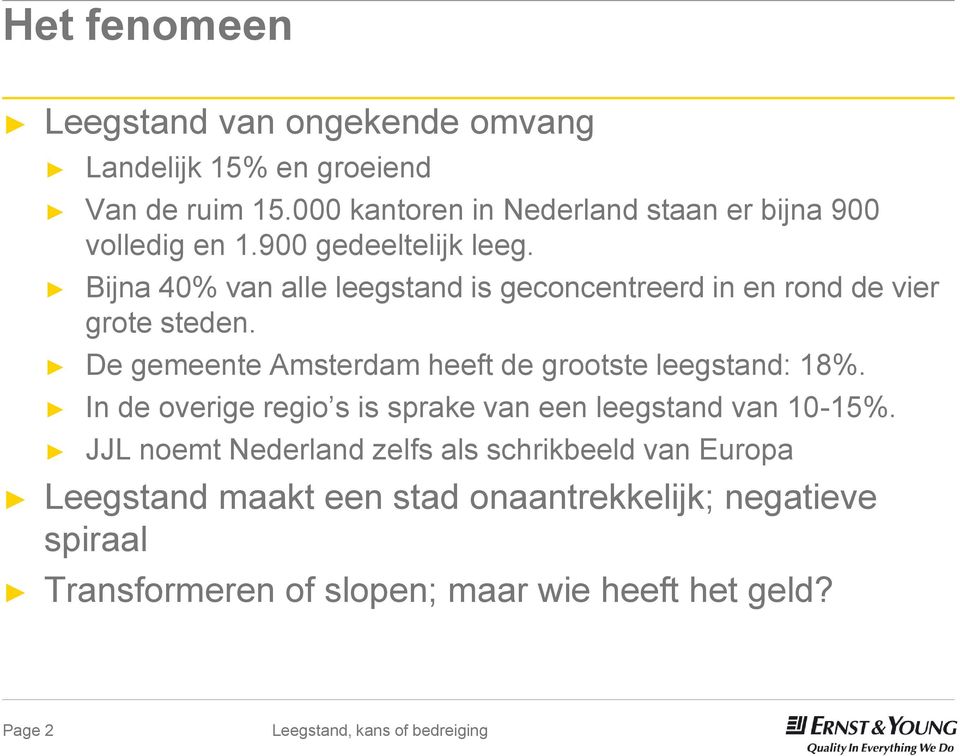 Bijna 40% van alle leegstand is geconcentreerd in en rond de vier grote steden.