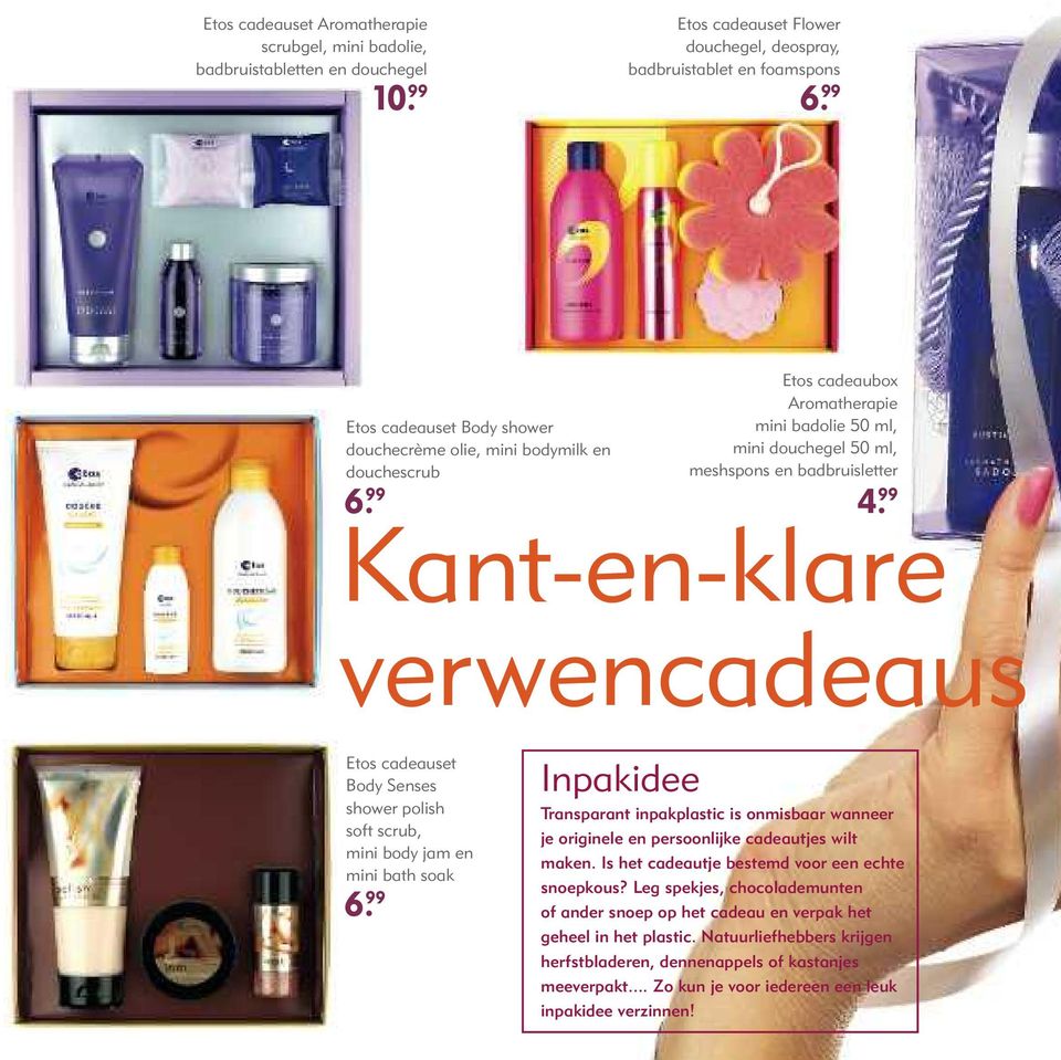 99 Kant-en-klare verwencadeaus Etos cadeauset Body Senses shower polish soft scrub, mini body jam en mini bath soak 6.