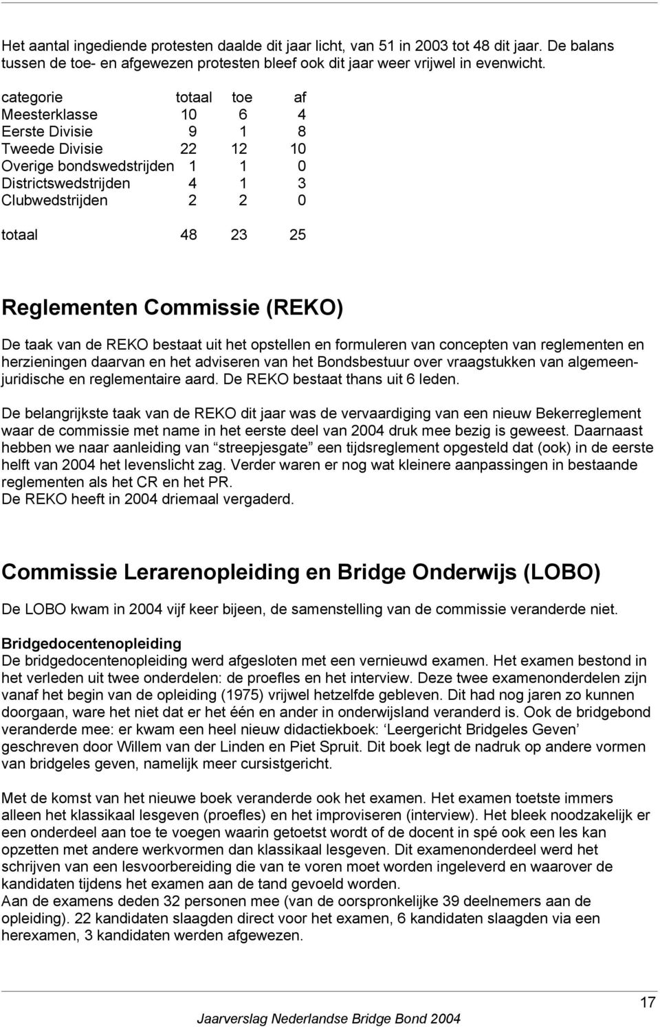 Commissie (REKO) De taak van de REKO bestaat uit het opstellen en formuleren van concepten van reglementen en herzieningen daarvan en het adviseren van het Bondsbestuur over vraagstukken van