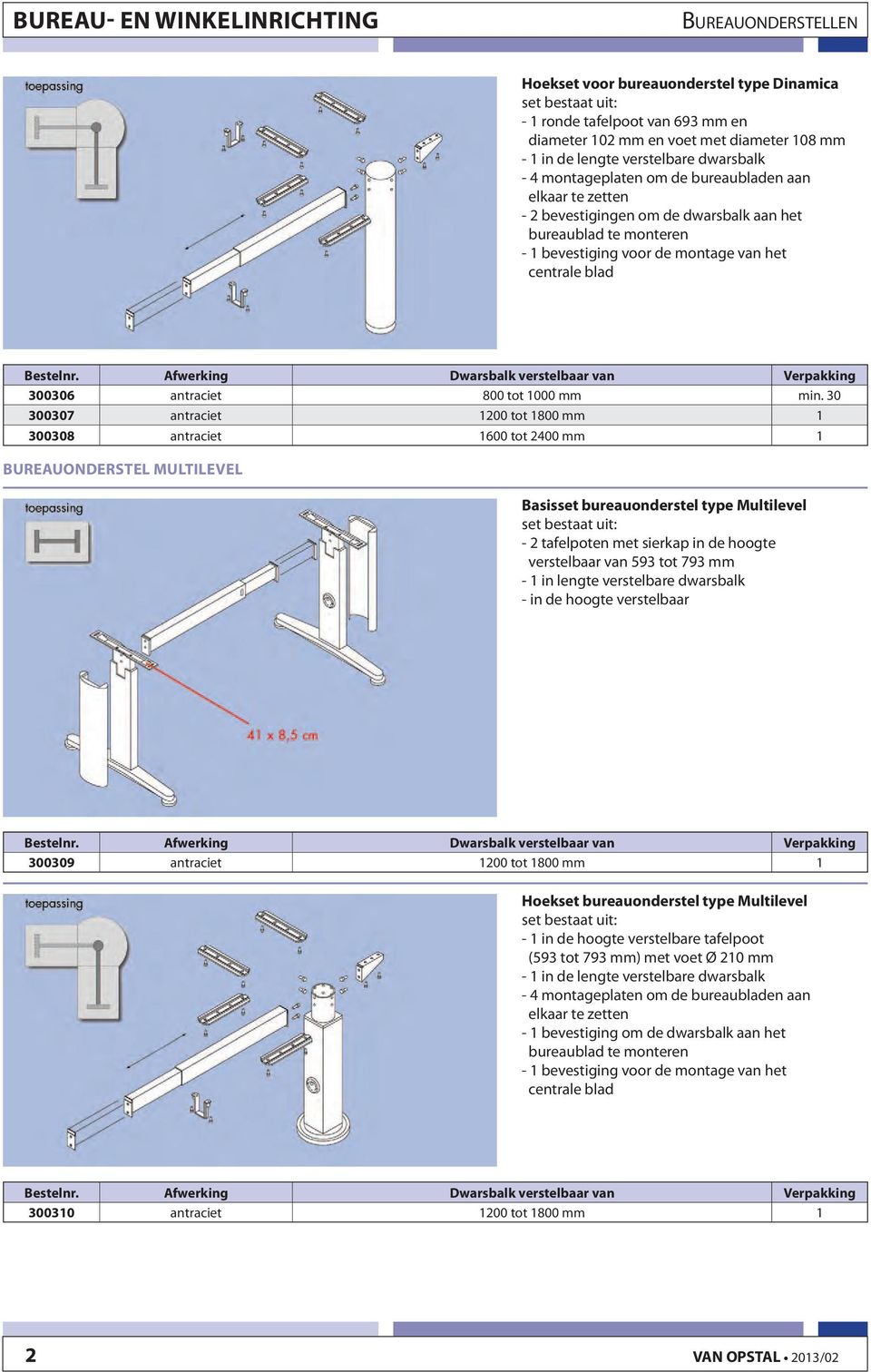 Afwerking Dwarsbalk verstelbaar van Verpakking 300306 antraciet 800 tot 1000 mm min.