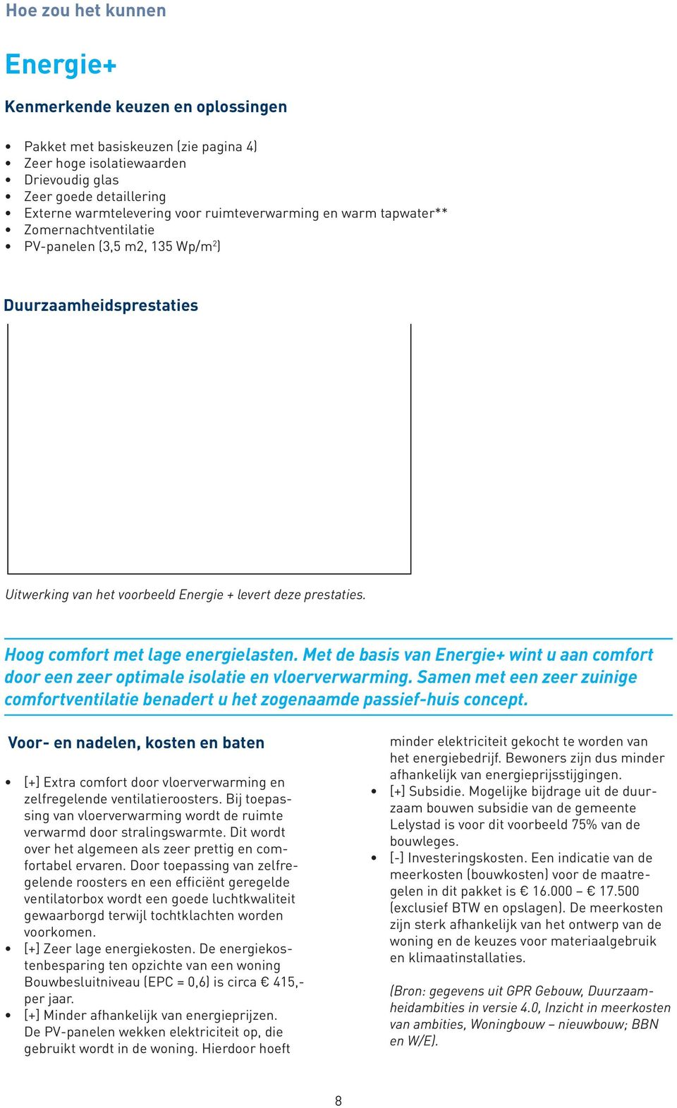 Hoog comfort met lage energielasten. Met de basis van Energie+ wint u aan comfort door een zeer optimale isolatie en vloerverwarming.