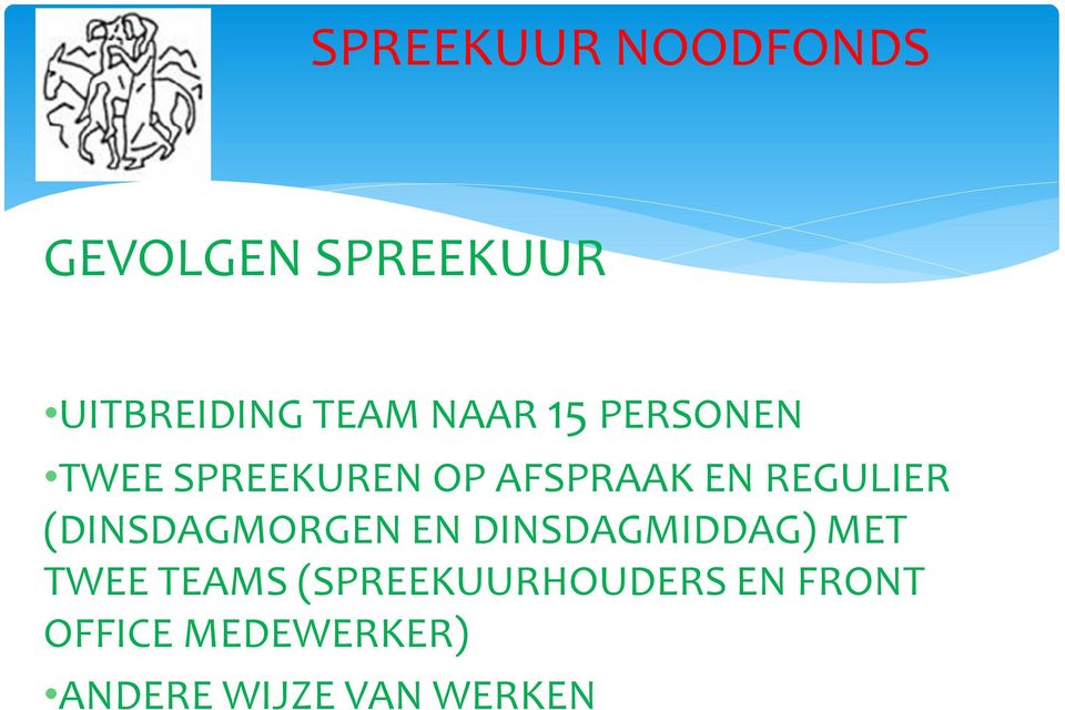 (DINSDAGMORGEN EN DINSDAGMIDDAG) MET TWEE TEAMS