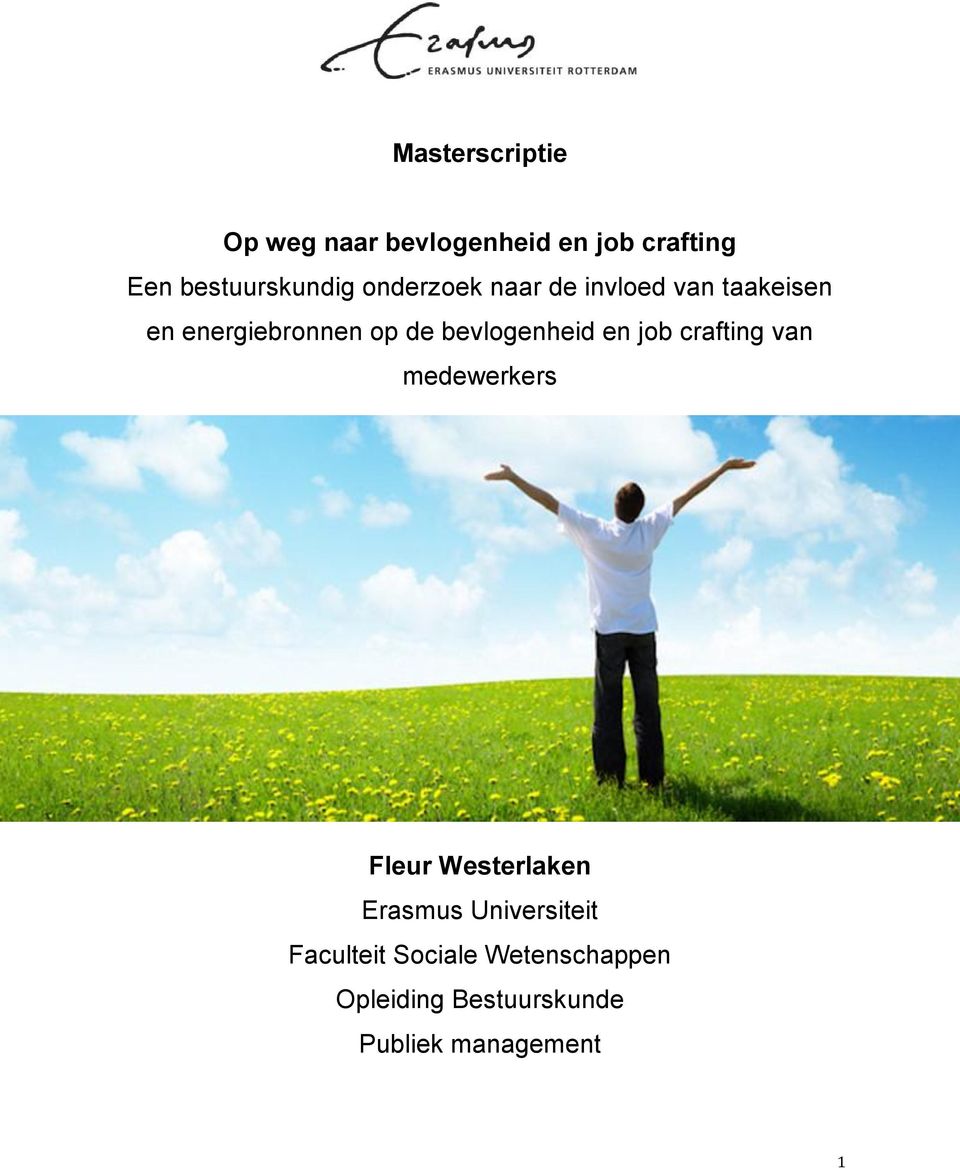 bevlogenheid en job crafting van medewerkers Fleur Westerlaken Erasmus