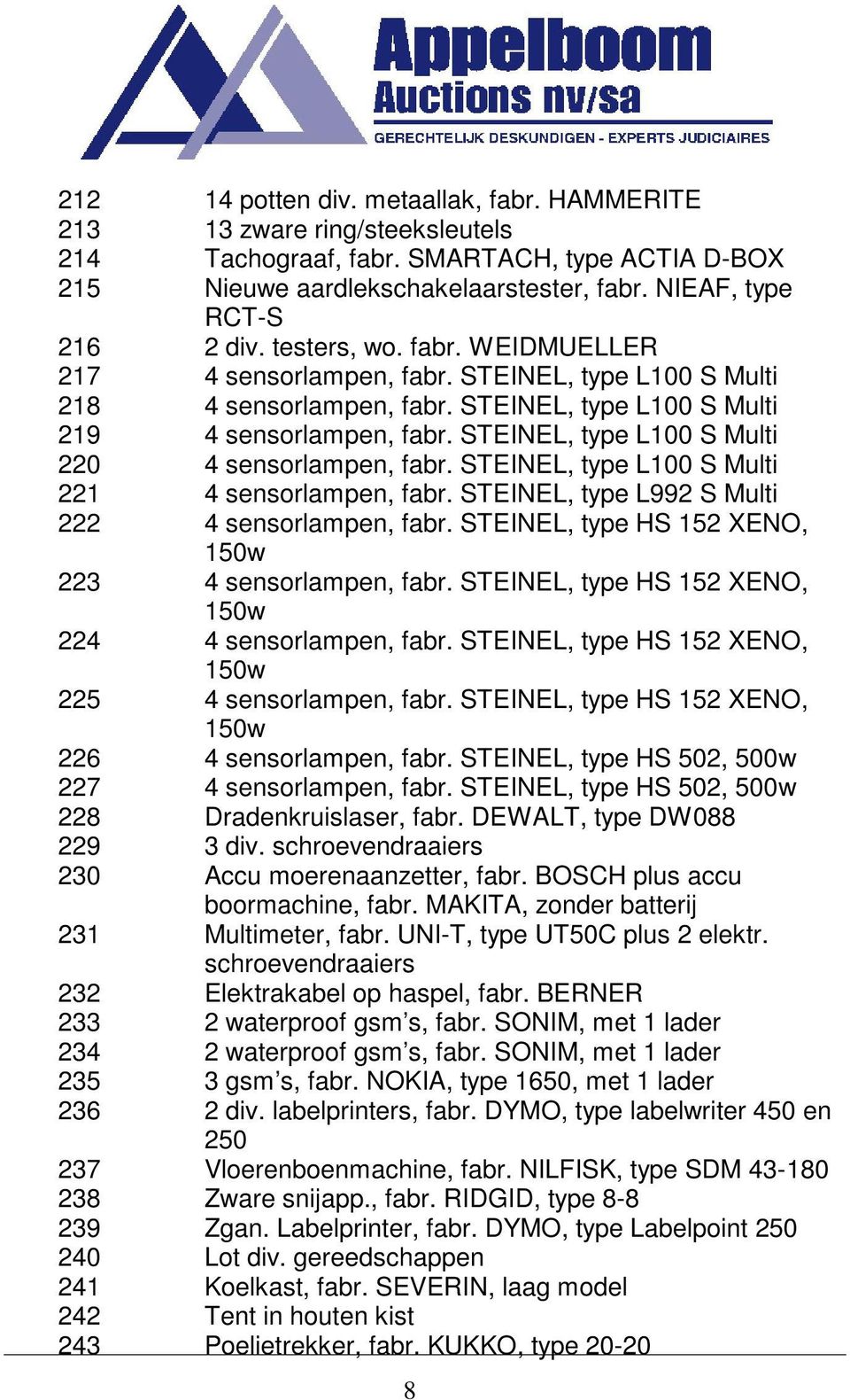 STEINEL, type L100 S Multi 220 4 sensorlampen, fabr. STEINEL, type L100 S Multi 221 4 sensorlampen, fabr. STEINEL, type L992 S Multi 222 4 sensorlampen, fabr.
