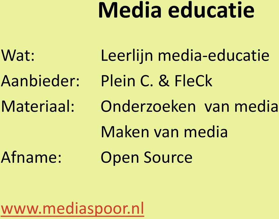 media-educatie Plein C.
