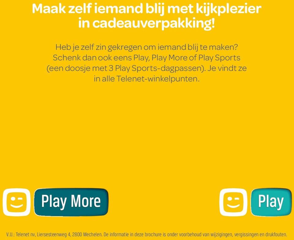 Schenk dan ook eens Play, Play More of Play Sports (een doosje met 3 Play Sports-dagpassen).