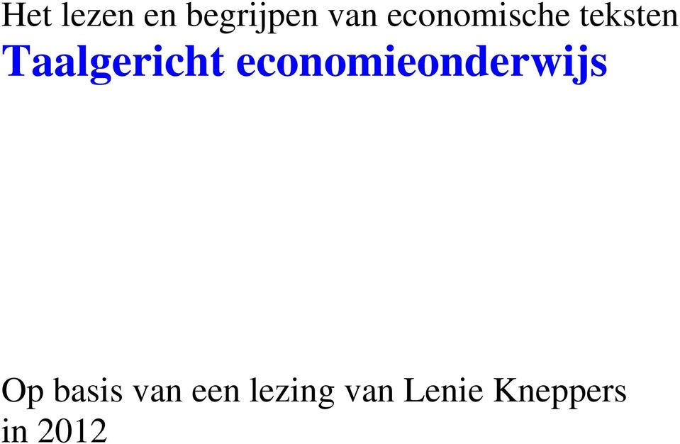 economieonderwijs Op basis van