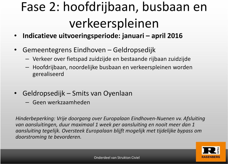 van Oyenlaan Geen werkzaamheden Hinderbeperking: Vrije doorgang over Europalaan Eindhoven-Nuenen vv.