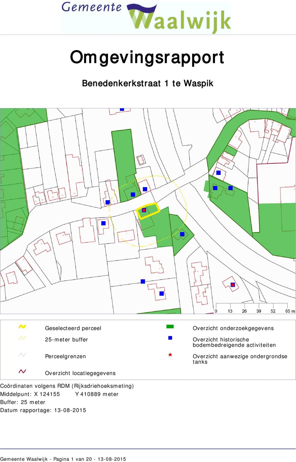 ondergrondse tanks Overzicht locatiegegevens Coördinaten volgens RDM (Rijksdriehoeksmeting) Middelpunt: