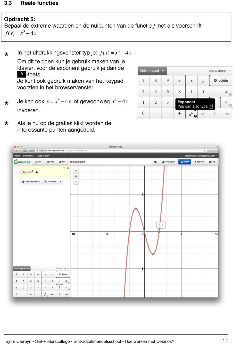 Je kunt ook gebruik maken van het keypad voorzien in het browservenster. Je kan ook y = x3 4x of gewoonweg x 3 4x invoeren.