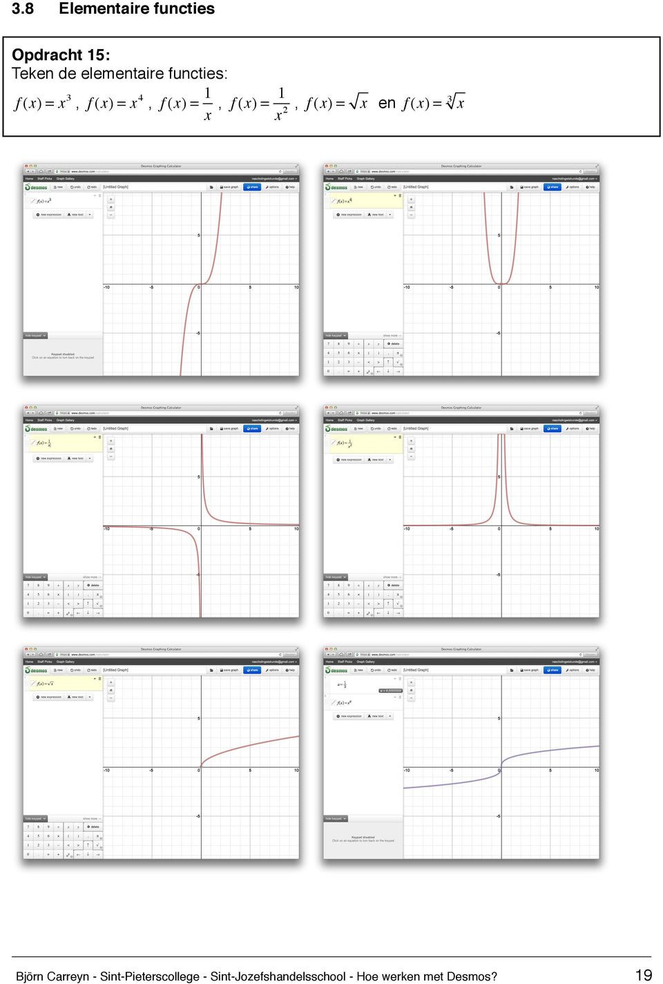 3, f (x) = x en f (x) = x 2 x Björn Carreyn -