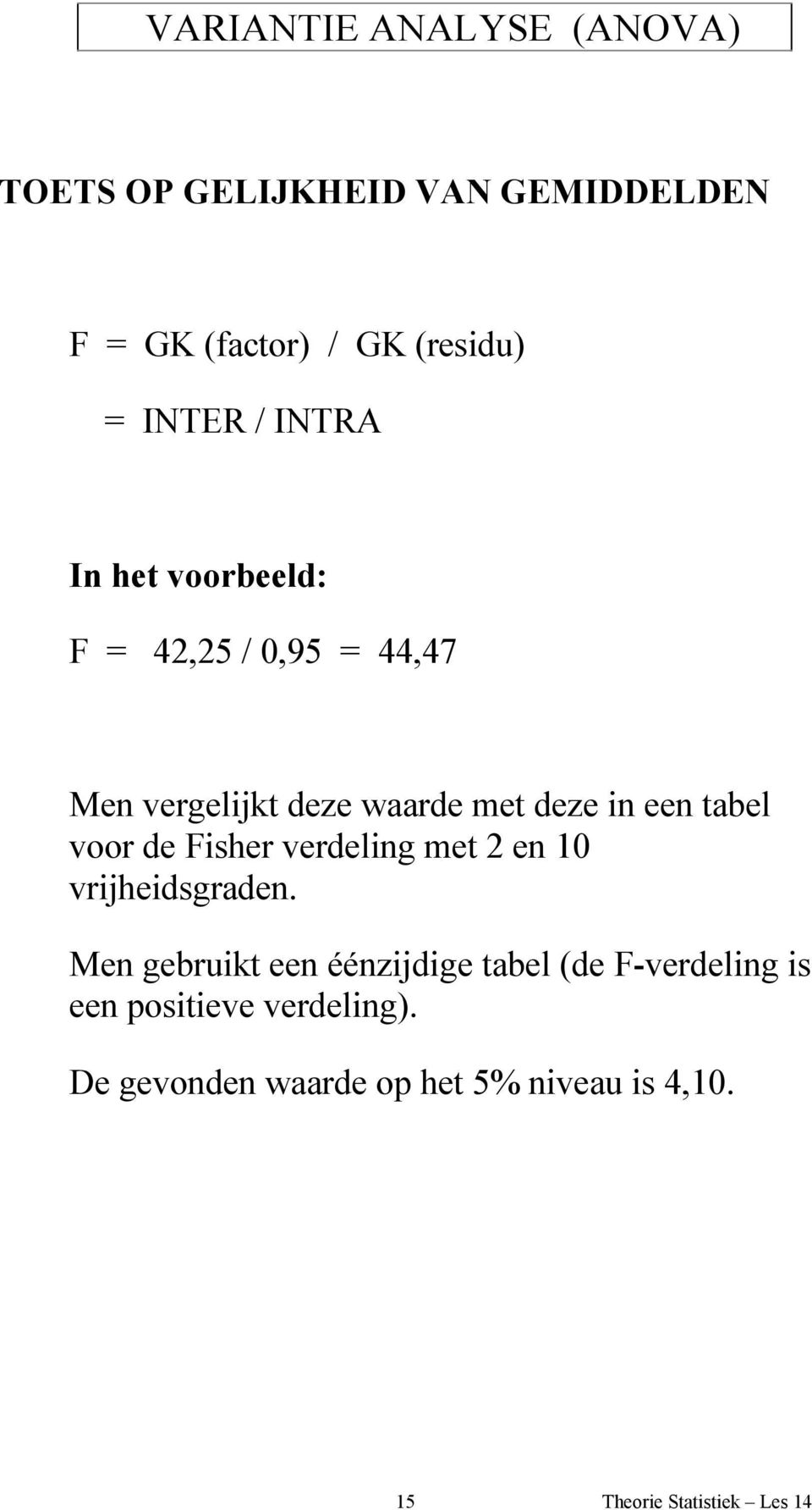 voor de Fisher verdeling met en 0 vrijheidsgraden.