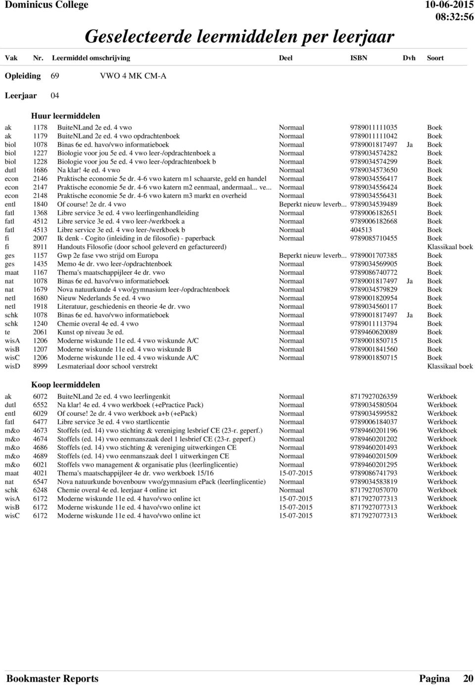 4 vwo 9789034573650 econ 2146 Praktische economie 5e dr. 4-6 vwo katern m1 schaarste, geld en handel 9789034556417 econ 2147 Praktische economie 5e dr. 4-6 vwo katern m2 eenmaal, andermaal... ve.