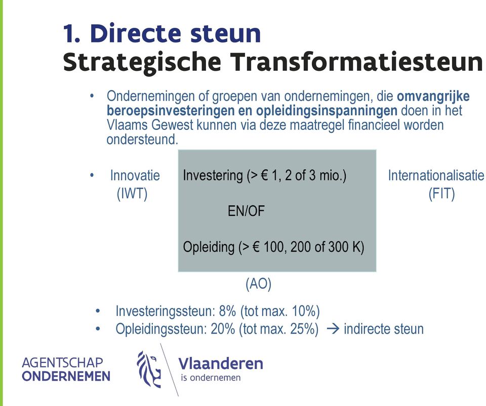 kunnen via deze maatregel financieel worden ondersteund.