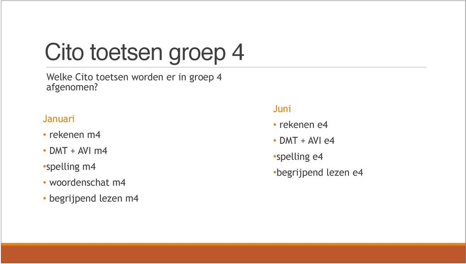 Januari rekenen m4 DMT + AVI m4 spelling m4