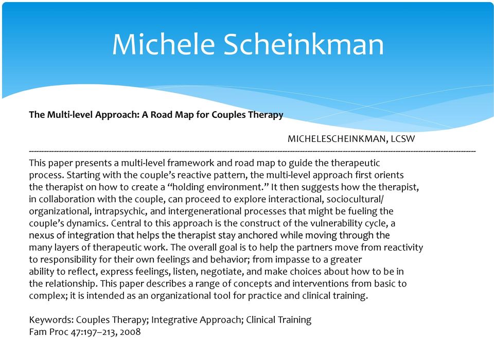 a multi-level framework and road map to guide the therapeutic process.