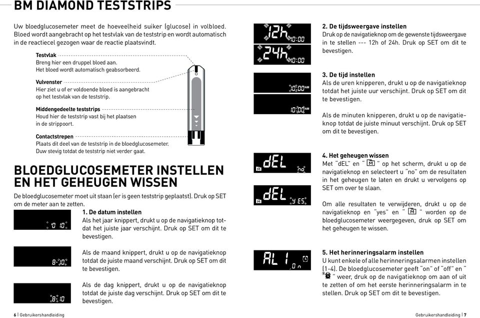 Het bloed wordt automatisch geabsorbeerd. Vulvenster Hier ziet u of er voldoende bloed is aangebracht op het testvlak van de teststrip.