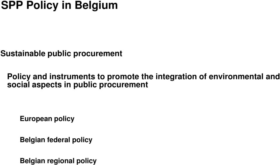environmental and social aspects in public procurement