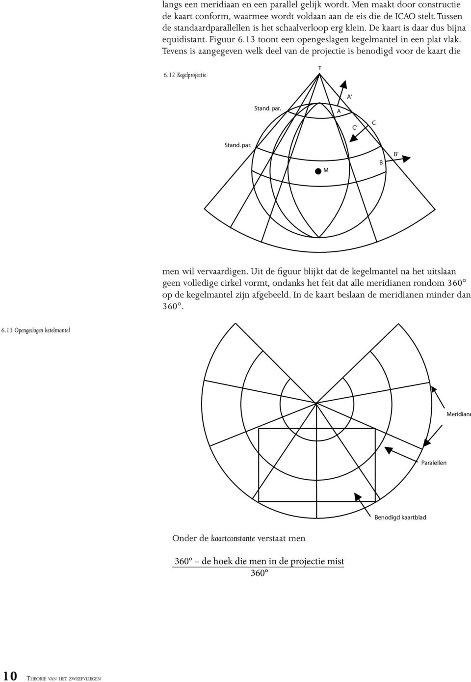 Tevens is aangegeven welk deel van de projectie is benodigd voor de kaart die 6.12 Kegelprojectie T A Stand. par. A C C Stand. par. M B B men wil vervaardigen.