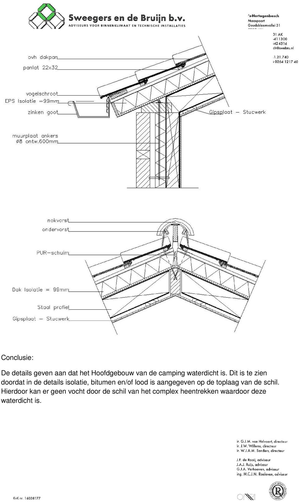 Dit is te zien doordat in de details isolatie, bitumen en/of lood is