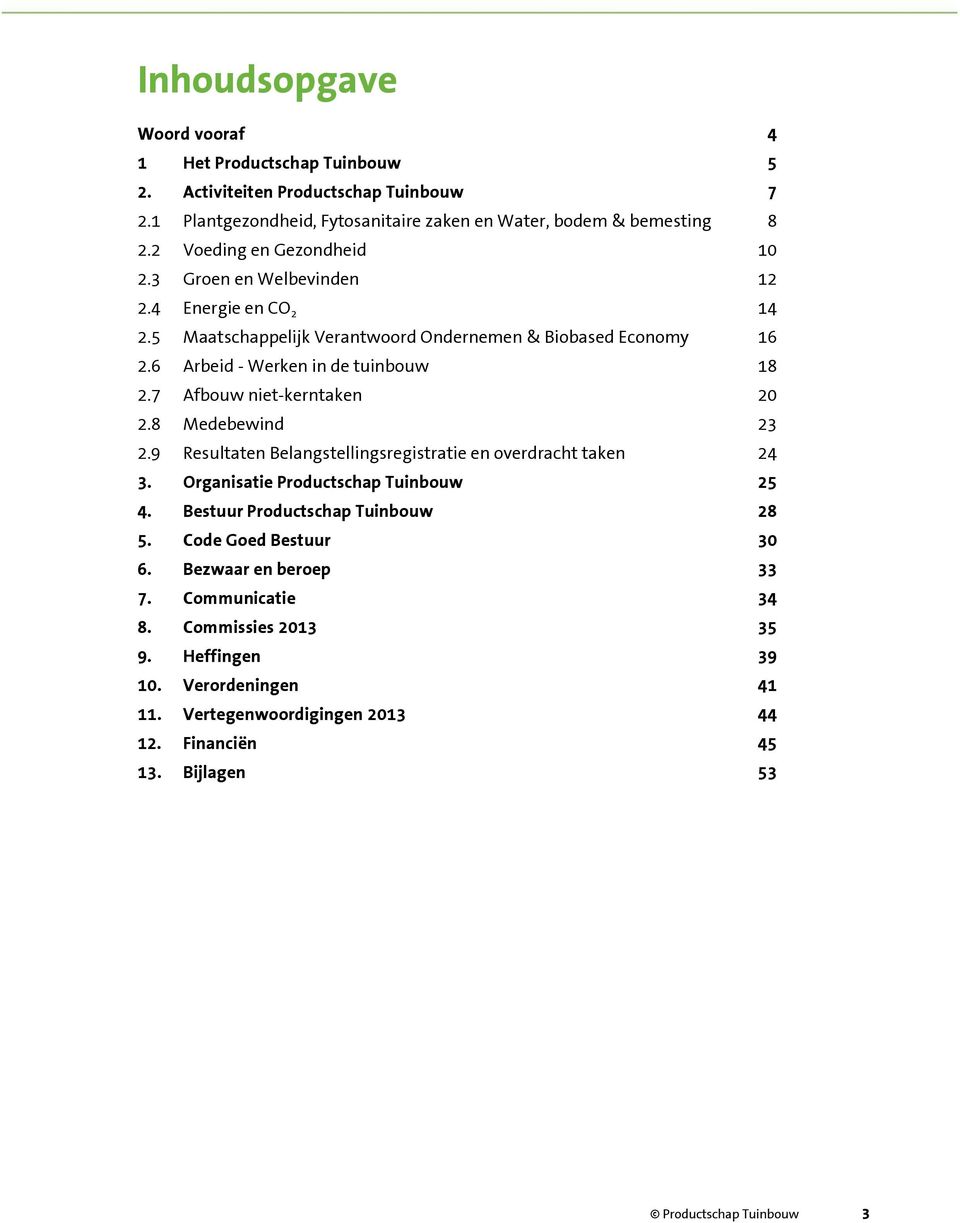 7 Afbouw niet-kerntaken 20 2.8 Medebewind 23 2.9 Resultaten Belangstellingsregistratie en overdracht taken 24 3. Organisatie Productschap Tuinbouw 25 4. Bestuur Productschap Tuinbouw 28 5.