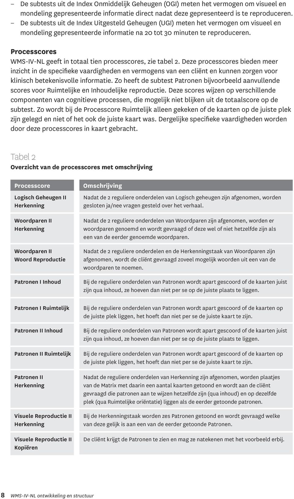 Processcores WMS-IV-NL geeft in totaal tien processcores, zie tabel 2.