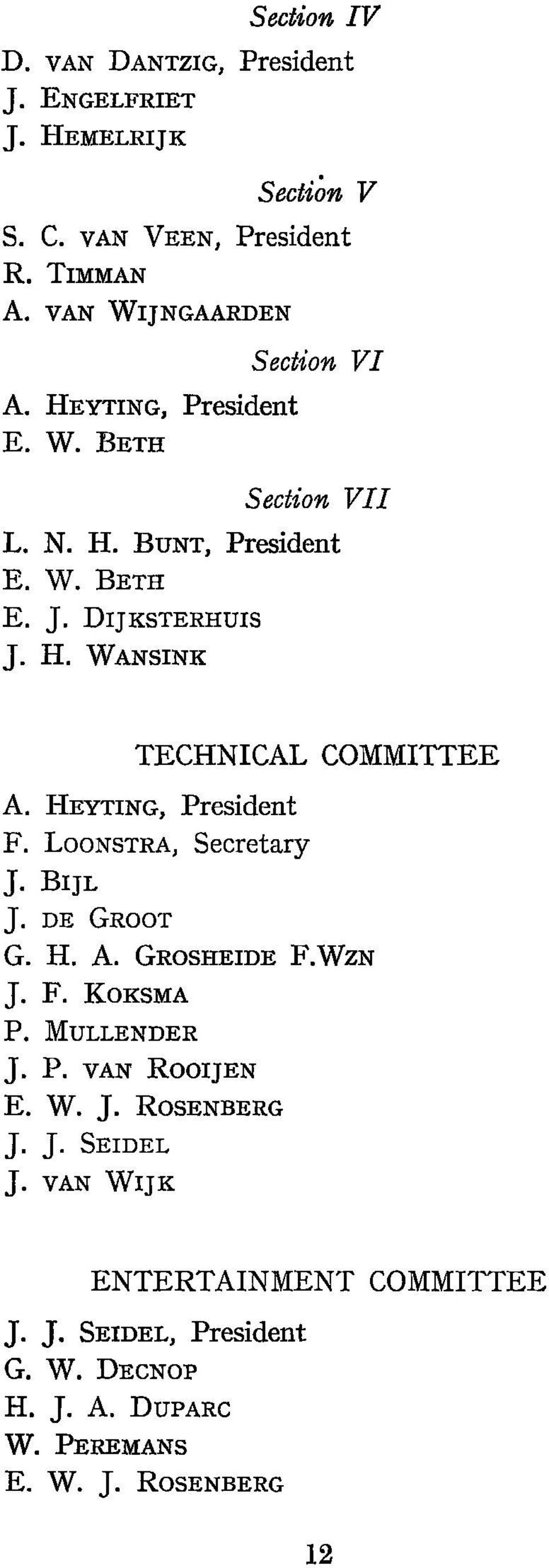 HEYTING, President F. LOONSTRA, Secretary J. BIJL J. DE GROOT G. H. A. GROSHEIDE F.WZN J. F. KOKSMA P. MULLENDER J. P. VAN ROOIJEN E. W. J. ROSENBERG J.