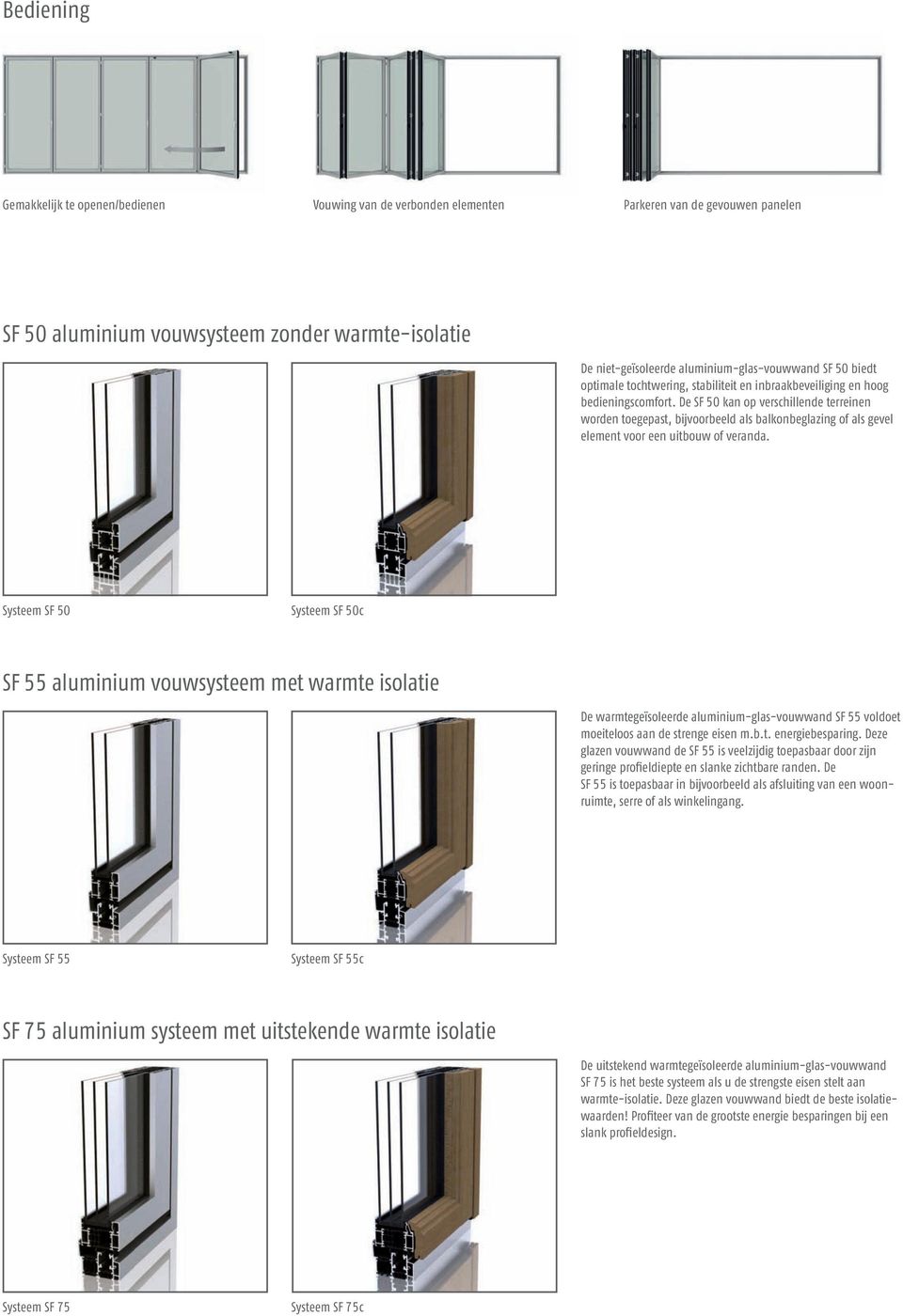 De SF 50 kan op verschillende terreinen worden toegepast, bijvoorbeeld als balkonbeglazing of als gevel element voor een uitbouw of veranda.