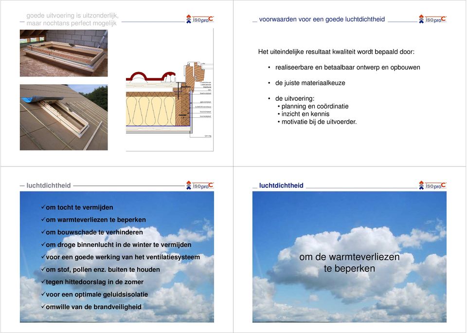 luchtdichtheid luchtdichtheid om tocht te vermijden om warmteverliezen te beperken om bouwschade te verhinderen om droge binnenlucht in de winter te vermijden voor een goede werking