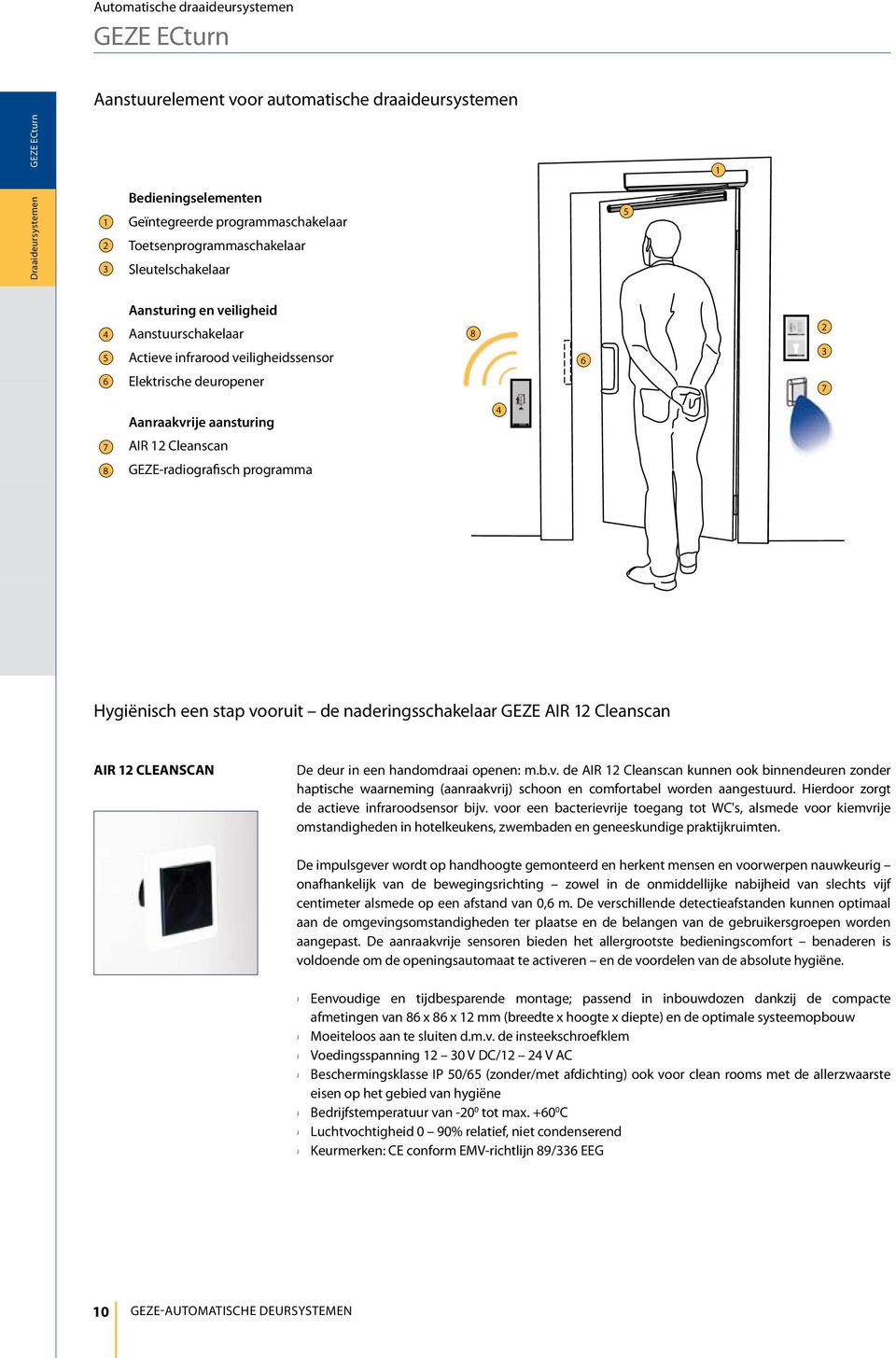 naderingsschakelaar GEZE AIR 12 Cleanscan AIR 12 Cleanscan De deur in een handomdraai openen: m.b.v.