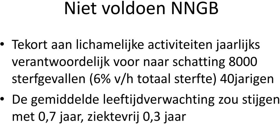 sterfgevallen (6% v/h totaal sterfte) 40jarigen De