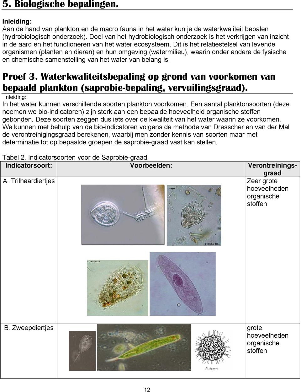 Dit is het relatiestelsel van levende organismen (planten en dieren) en hun omgeving (watermilieu), waarin onder andere de fysische en chemische samenstelling van het water van belang is. Proef 3.