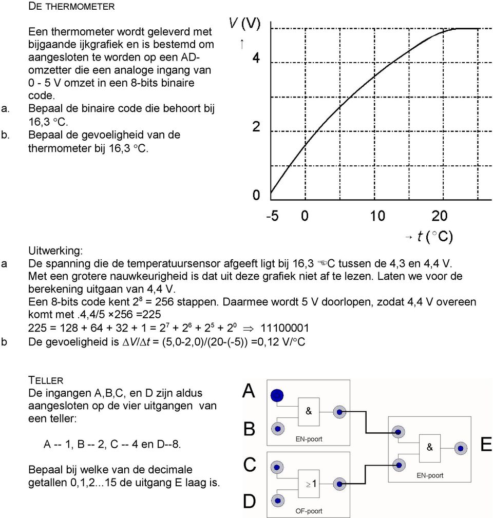 Met een grotere nauwkeurigheid is dat uit deze grafiek niet af te lezen. Laten we voor de berekening uitgaan van 4,4 V. Een 8-bits code kent 2 8 = 256 stappen.