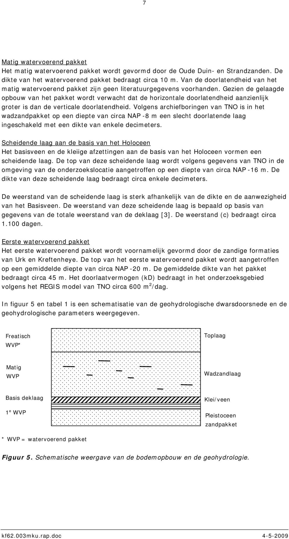 Gezien de gelaagde opbouw van het pakket wordt verwacht dat de horizontale doorlatendheid aanzienlijk groter is dan de verticale doorlatendheid.