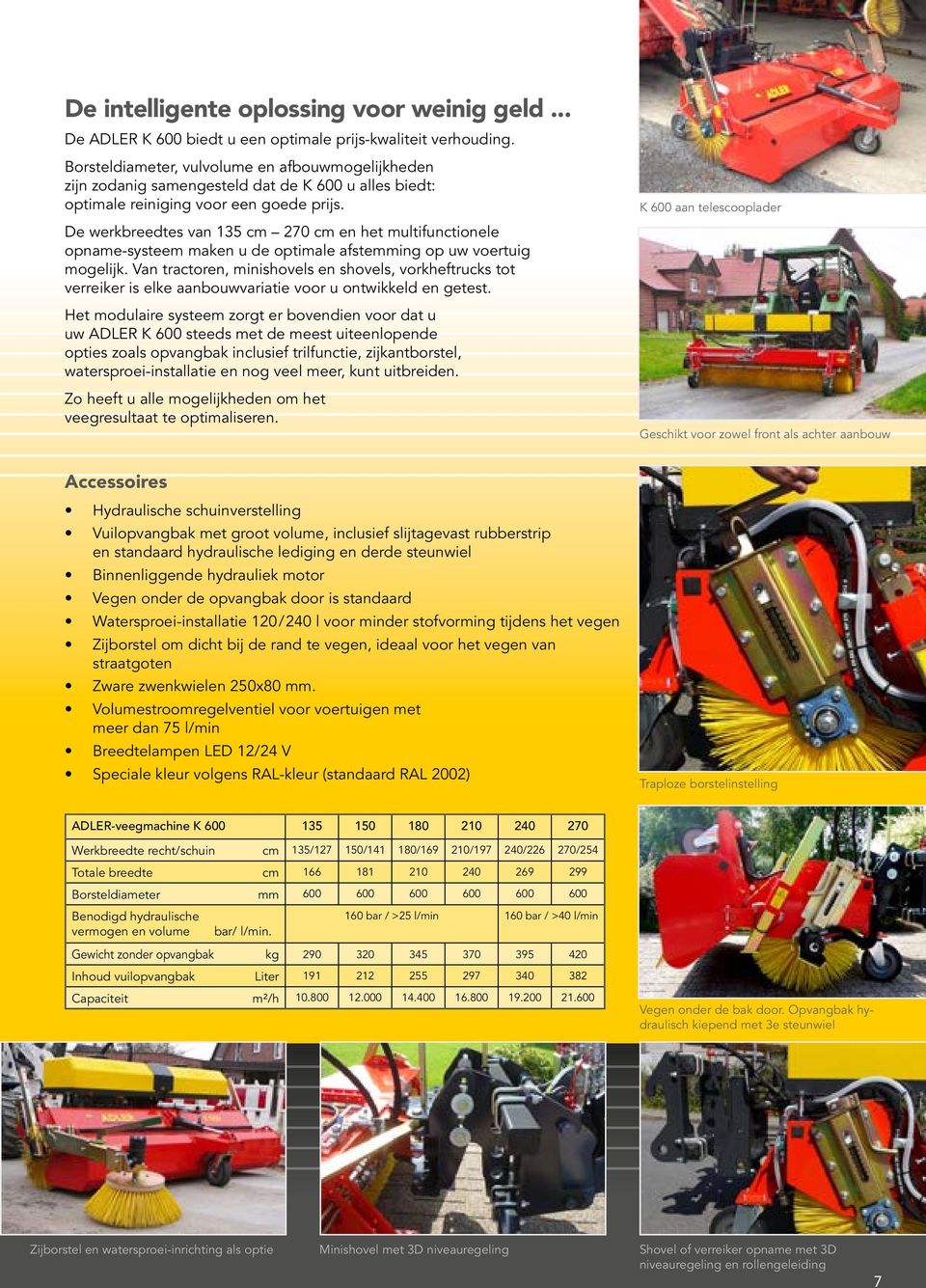 De werkbreedtes van 135 cm 270 cm en het multifunctionele opname-systeem maken u de optimale afstemming op uw voertuig mogelijk.