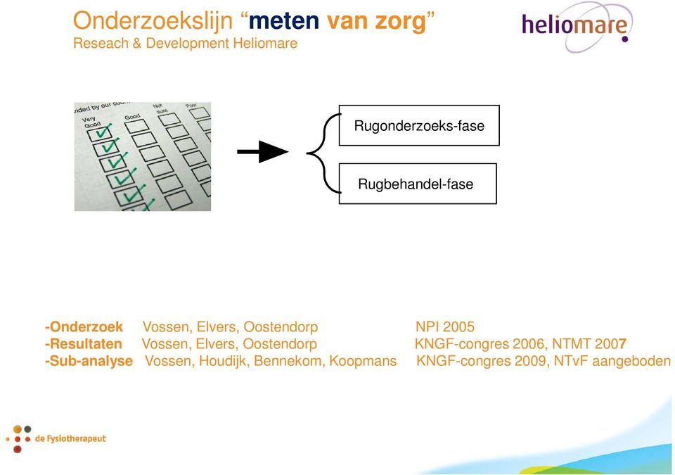 NPI 2005 -Resultaten Vossen, Elvers, Oostendorp KNGF-congres 2006, NTMT