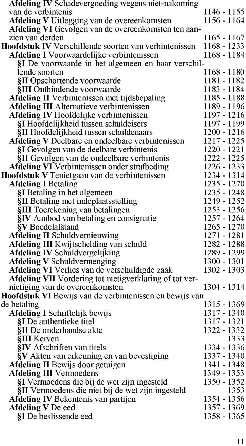 II Opschortende voorwaarde 1181-1182 III Ontbindende voorwaarde 1183-1184 Afdeling II Verbintenissen met tijdsbepaling 1185-1188 Afdeling III Alternatieve verbintenissen 1189-1196 Afdeling IV