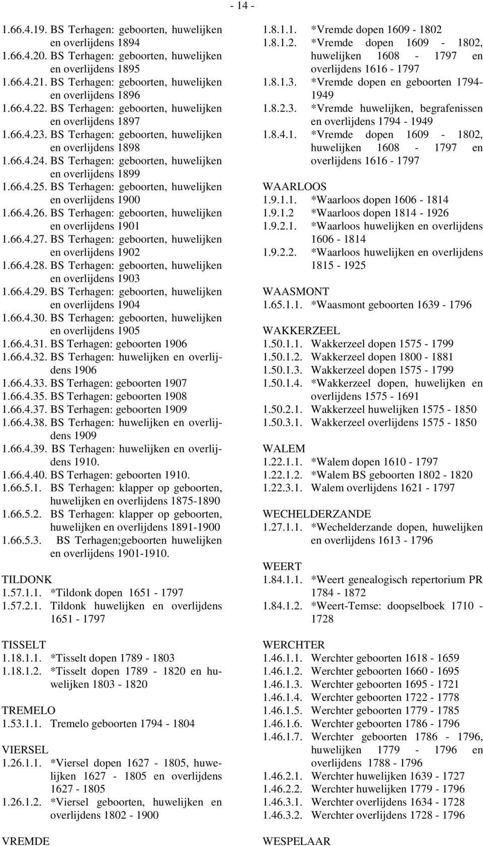 BS Terhagen: geboorten, huwelijken en overlijdens 1899 1.66.4.25. BS Terhagen: geboorten, huwelijken en overlijdens 1900 1.66.4.26. BS Terhagen: geboorten, huwelijken en overlijdens 1901 1.66.4.27.