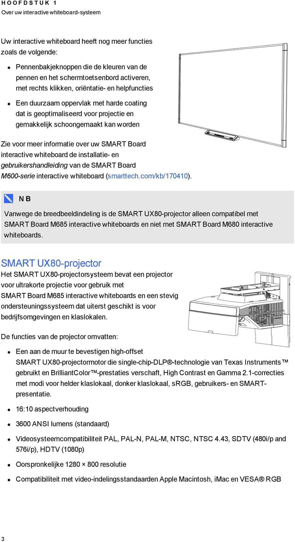 voor meer informatie over uw SMART Board interactive whiteboard de installatie- en gebruikershandleiding van de SMART Board M600-serie interactive whiteboard (smarttech.com/kb/170410).