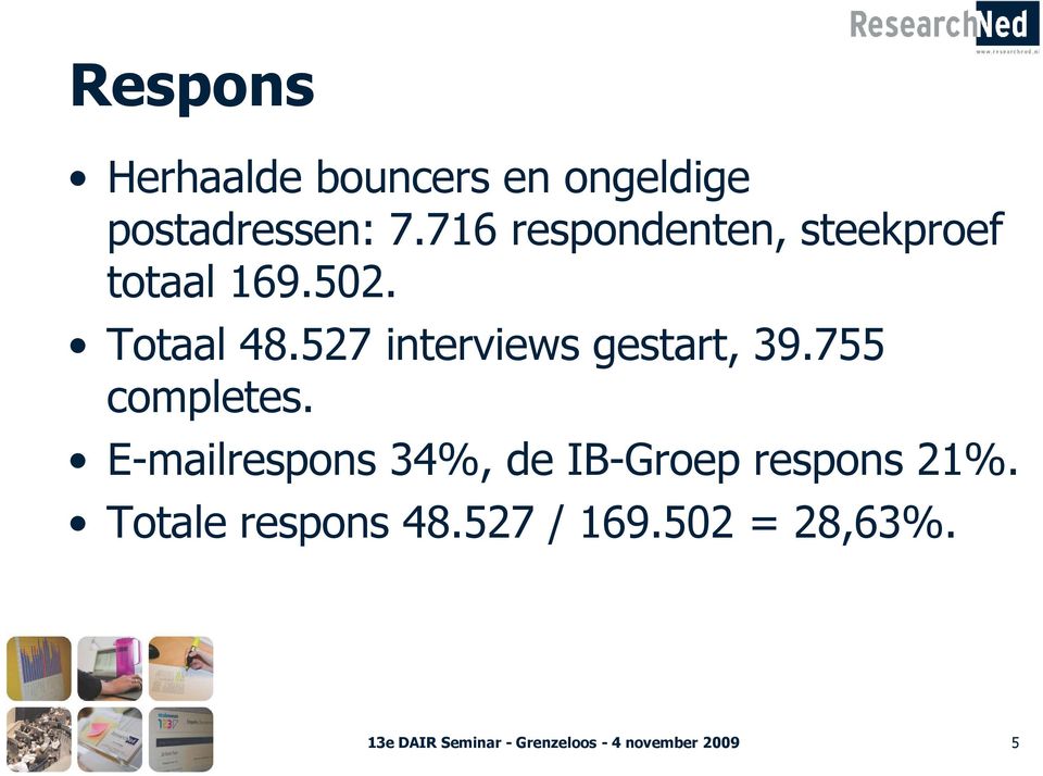 527 interviews gestart, 39.755 completes.