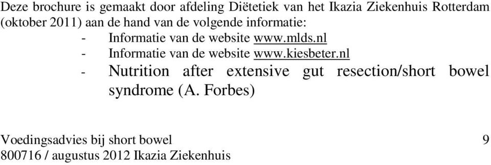 Informatie van de website www.mlds.nl - Informatie van de website www.