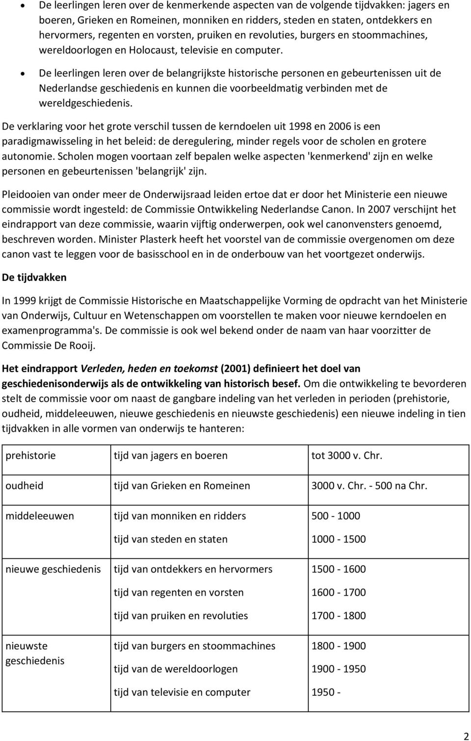 De leerlingen leren over de belangrijkste historische personen en gebeurtenissen uit de Nederlandse geschiedenis en kunnen die voorbeeldmatig verbinden met de wereldgeschiedenis.