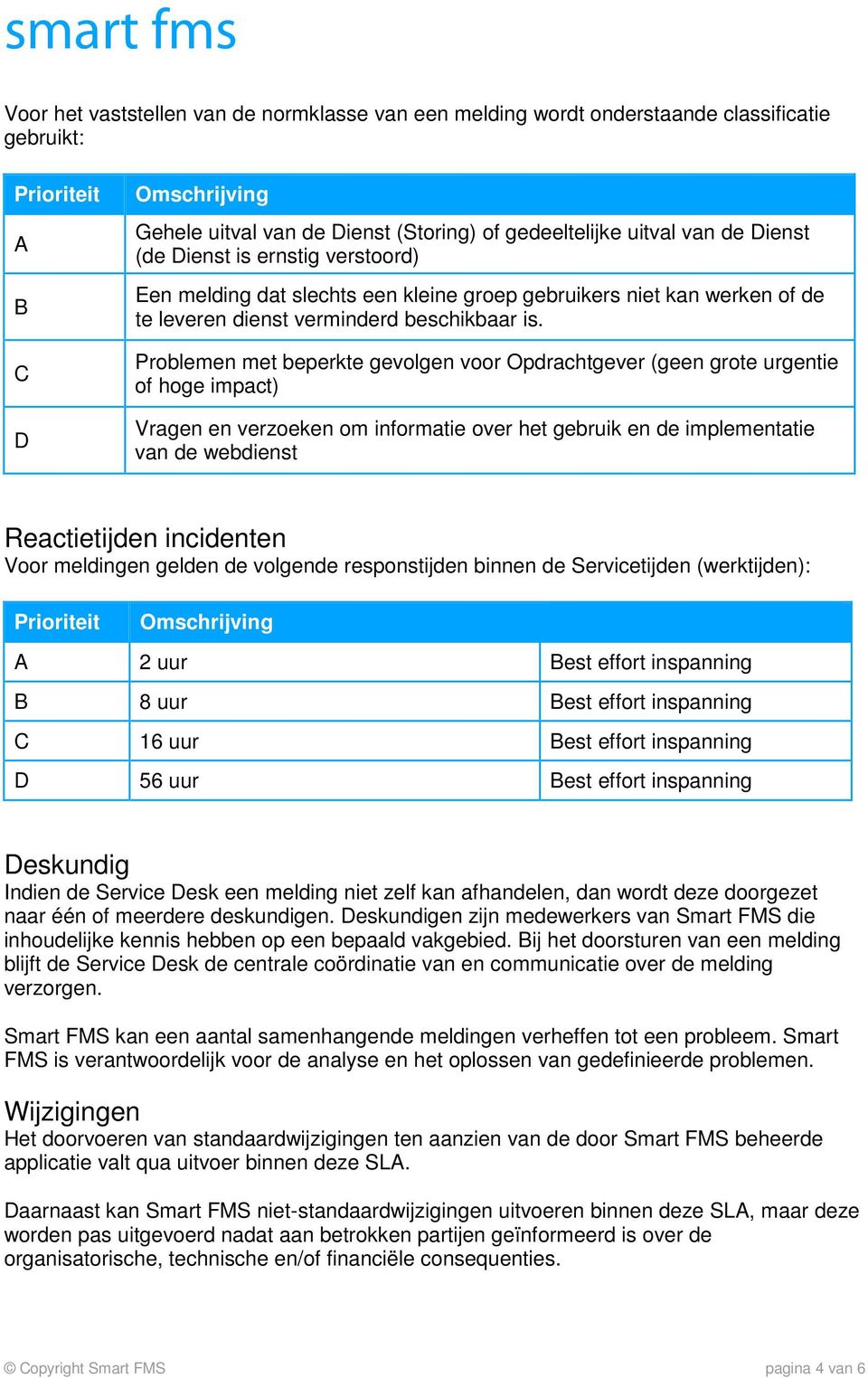 Problemen met beperkte gevolgen voor Opdrachtgever (geen grote urgentie of hoge impact) Vragen en verzoeken om informatie over het gebruik en de implementatie van de webdienst Reactietijden