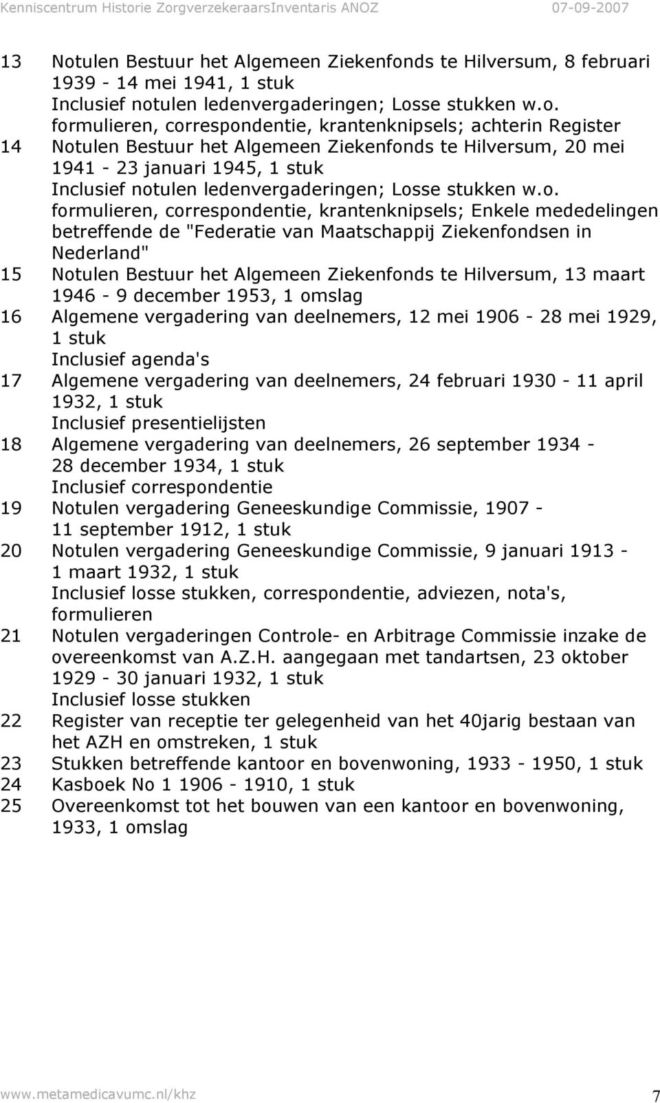 ds te Hilversum, 8 februari 1939-14 mei 1941, 1 stuk Inclusief not