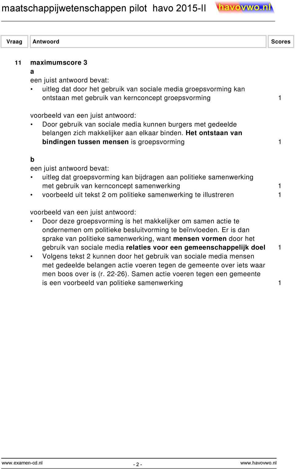 Het ontstaan van bindingen tussen mensen is groepsvorming 1 b uitleg dat groepsvorming kan bijdragen aan politieke samenwerking met gebruik van kernconcept samenwerking 1 voorbeeld uit tekst 2 om