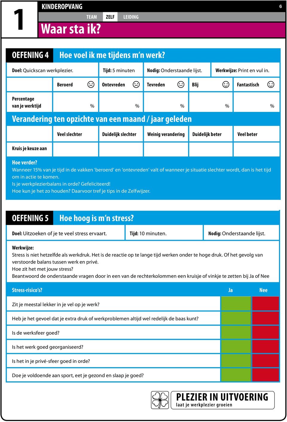 beter Veel beter Kruis je keuze aan Hoe verder? Wanneer 15% van je tijd in de vakken beroerd en ontevreden valt of wanneer je situatie slechter wordt, dan is het tijd om in actie te komen.