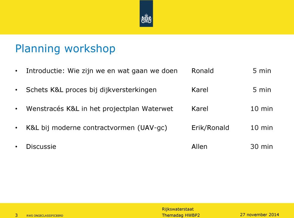 in het projectplan Waterwet Karel 10 min K&L bij moderne contractvormen